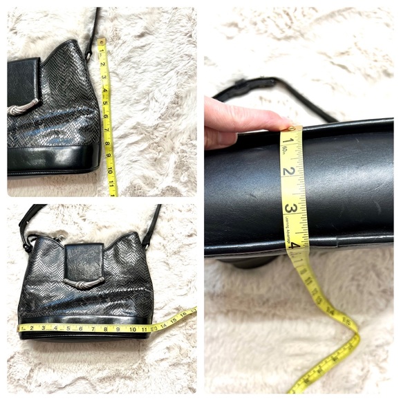 VINTAGE BRIGHTON BLACK LEATHER BAG Snake embossed - Picture 16 of 16